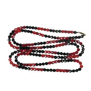 Necklace Glass Faceted Beaded 62 inch Vintage Strand Jewelry Statement Flapper